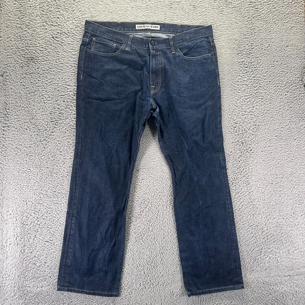 Express Kingston Jeans Mens 38x32 Blue Cotton Denim Straight Classic Workwear
